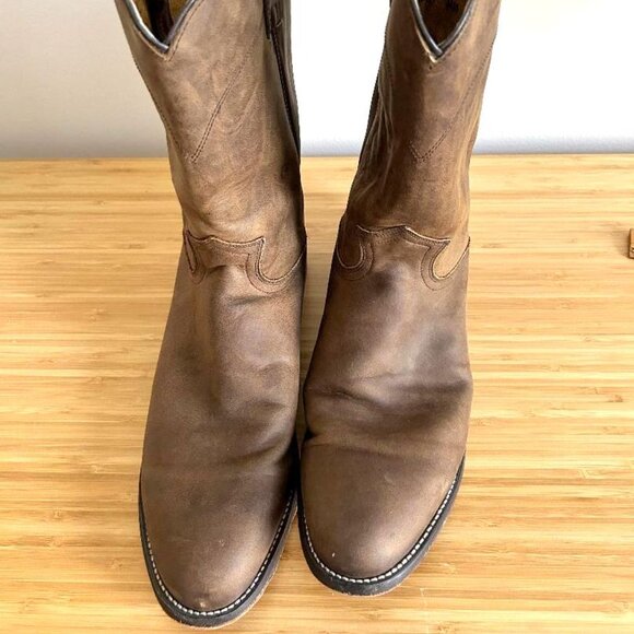 Brown Leather Justin Cowboy Boots Size 12B Men\'s main image 9
